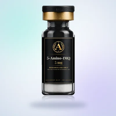 5-Amino-1MQ 5 mg vial with Alchemy RGV label, research use only